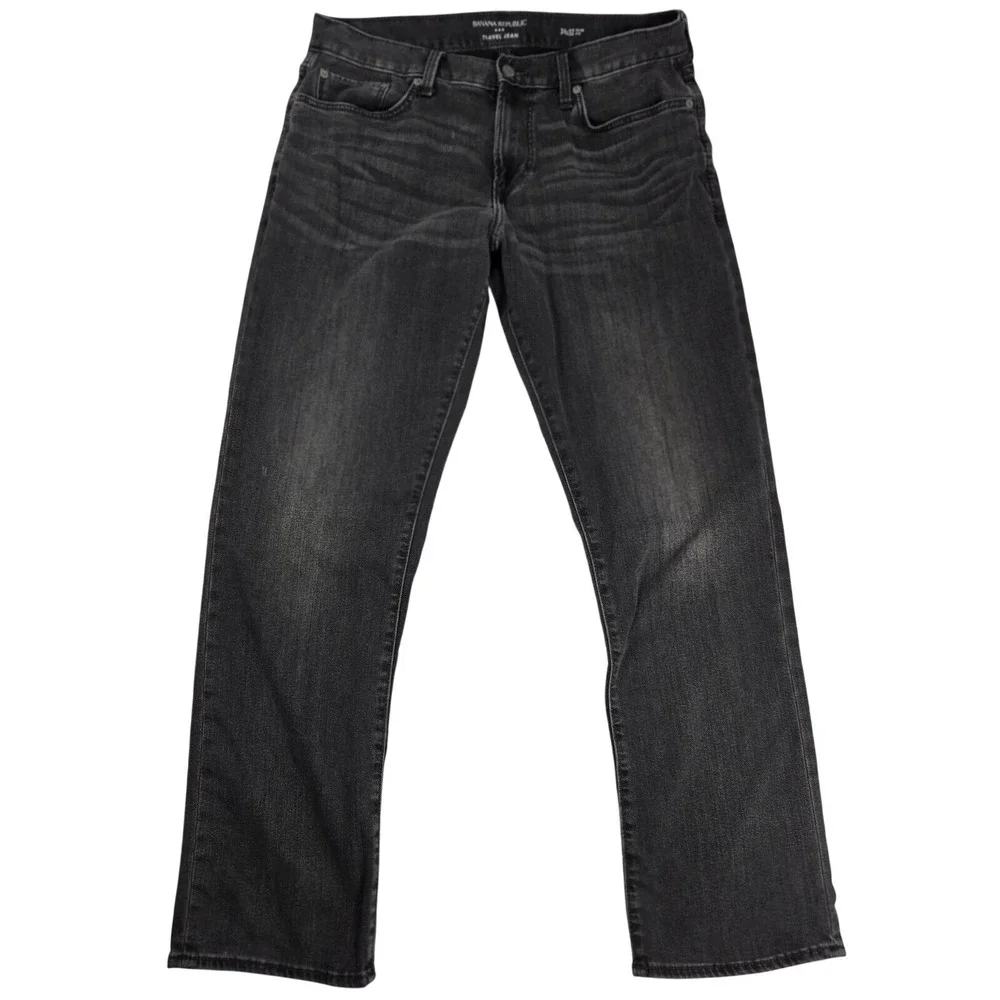 Banana Republic Travel Jeans Mens 34x32 Actual‎ 30 Inseam Slim Fit Black Stretch